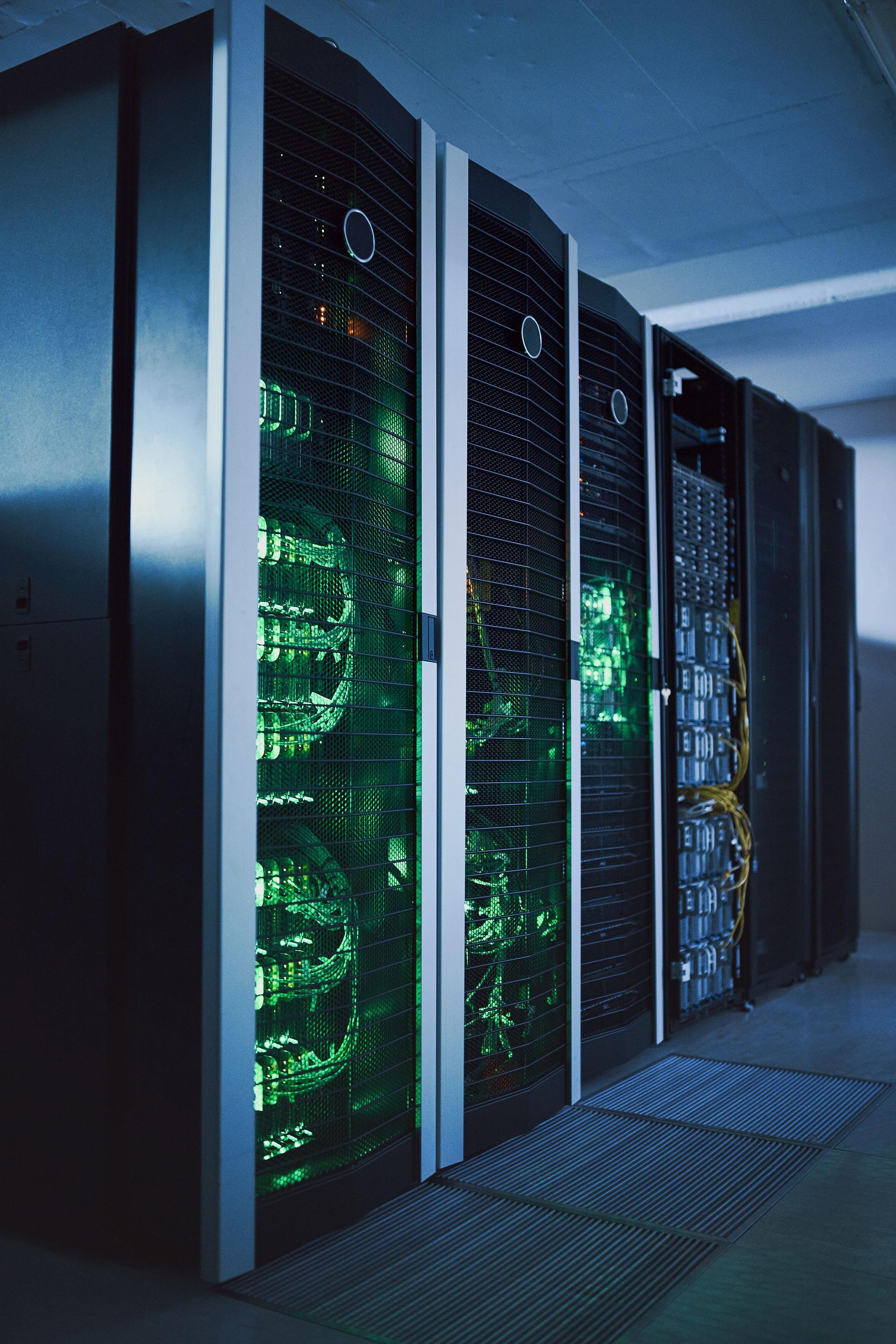 Shot of electronic equipment in an empty server room
